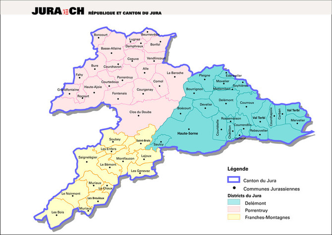Carte des communes jurassiennes - Lien vers l'image des communes jurasiennes