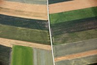 Vue aérienne de cultures dans le Jura