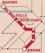 Carte de la liaison Belfort-Bienne