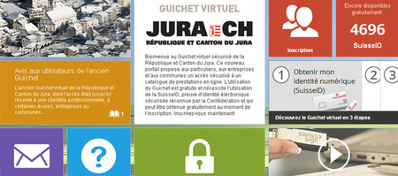 Visuel de la page d'accueil du Guichet virtuel de la République et Canton du Jura - Lien vers la Guichet