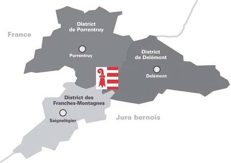Carte du Jura - Les 3 districts