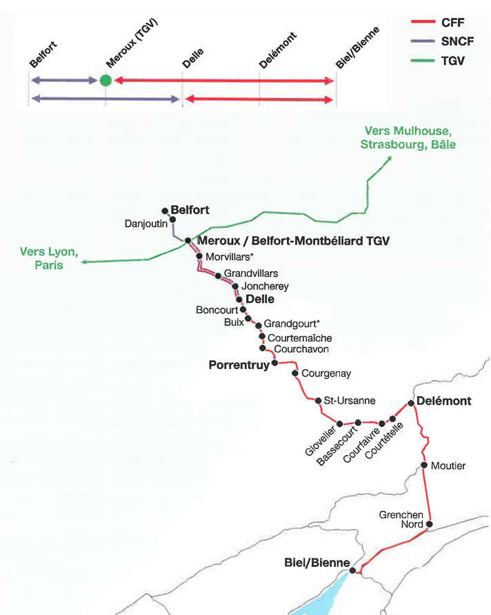 Plan du réseau Bienne-Belfort