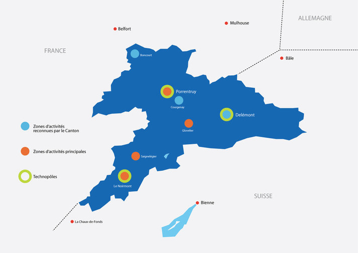 Cartes des zones d'implantation dans le Jura