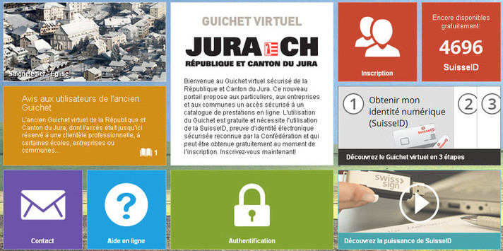 Visuel de la page d'accueil du Guichet virtuel du Canton du Jura - Lien vers la Guichet virtuel sécurisé