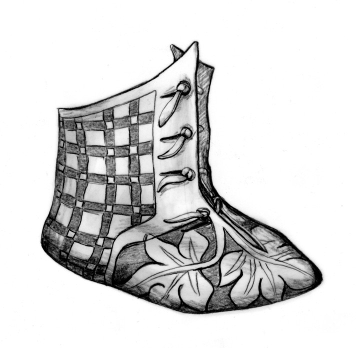 Fig. 2 Reconstitution de la bottine de Saint-Ursanne. Dessin Marquita Volken. © Office de la culture et Gentle Craft.
