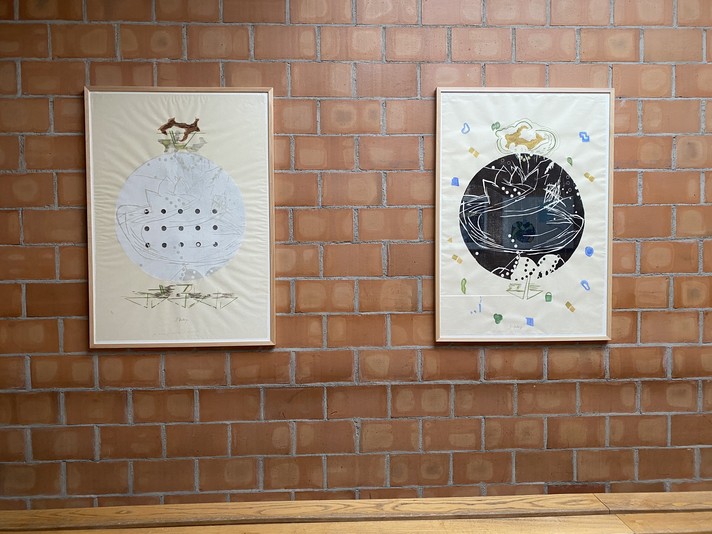 Division technique, Porrentruy. « Mes étangs II et V », deux œuvres de Sylvie Aubry sur le thème du 5e élément. 