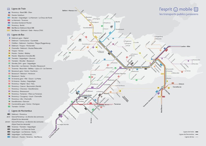 Carte du réseau jurassien