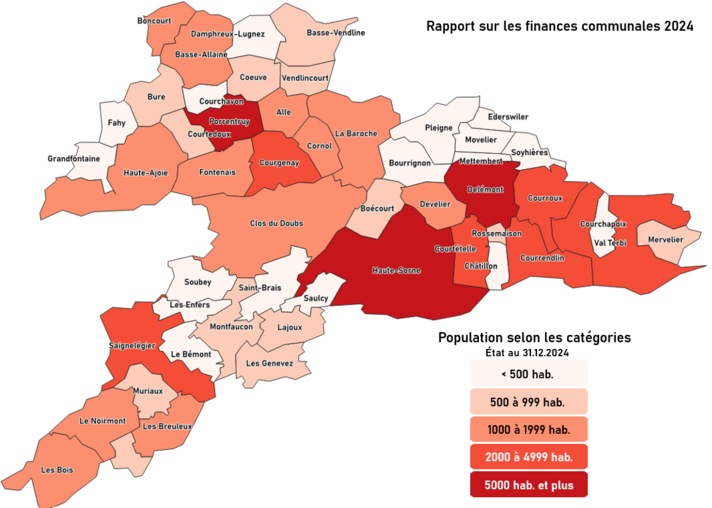 Carte communes population catégories