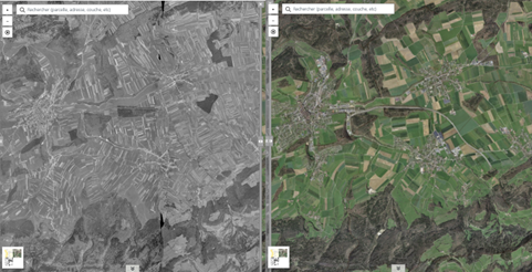 6) Les parcelles étaient bien plus petites en 1936 qu’actuellement, par exemple entre Courgenay, Alle et Porrentruy 