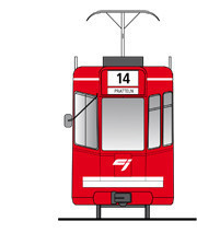 Tram rouge en ville de Bâle