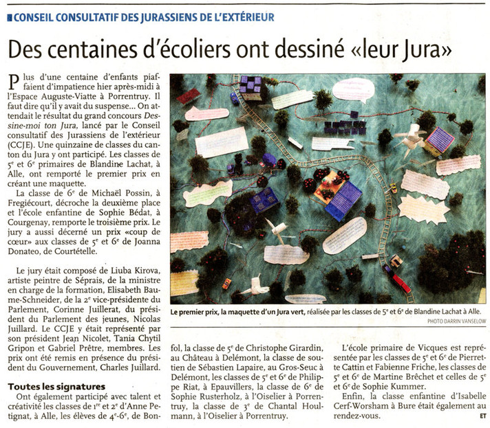 Article paru dans Le Quotidien Jurassien - 20 mars 2010 - Touche Esc pour fermer la fenêtre