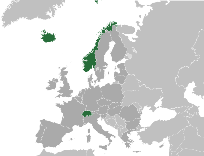 Carte des pays de l'AELE