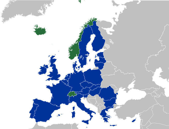 Carte des pays membres de l'Union européenne et de l'AELE