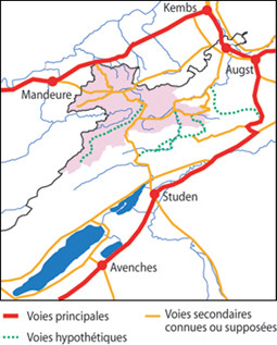 Principales voies romaines de Suisse occidentale.