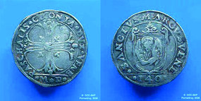 Doppia du Duché de Milan, Philippe 2 d'Espagne. Atelier monétaire de Milan, 1594. Or, diamètre: 26 mm