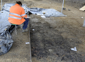 Delémont, Future déchetterie, Fouille en cours du niveau de l’âge du Bronze final