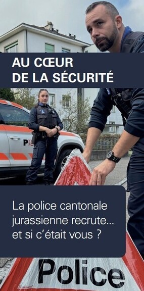 Flyer de recrutement de la police jurassienne.