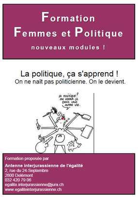 Page de couverture de la brochure intitulée "Formation, Femmes et Politique"