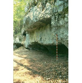 L’abri-sous-roche des Gripons avant la fouille archéologique.