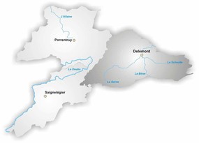 Carte représentant l'organisation en 3 zones de la protection civile dans le Jura